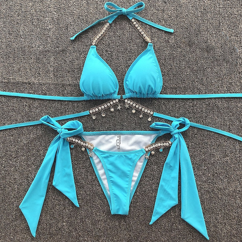 Carefree Crystal Diamond Bikini Swimwear Bikini Set