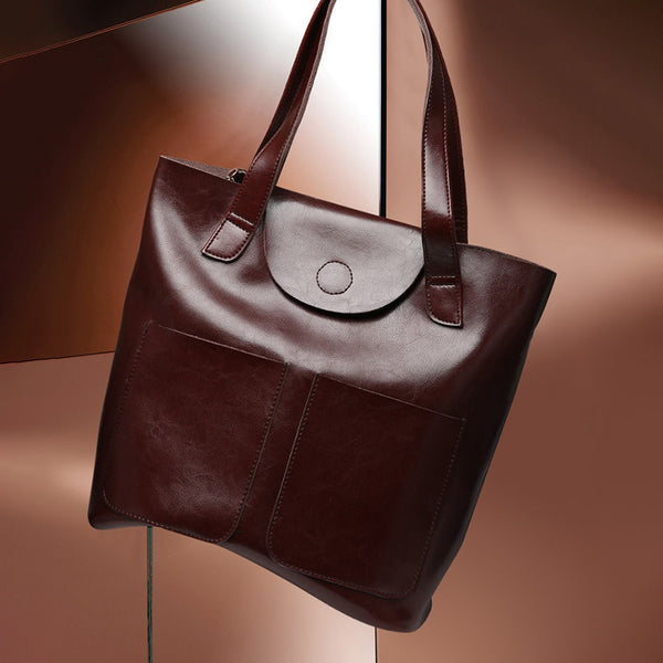 Faguibine Big Capacity Genuine Leather Shoulder Bag