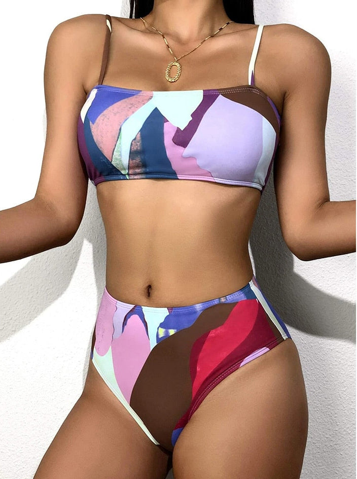 Floating Bubbles Modern Bikini 3 Piece Set with Cover
