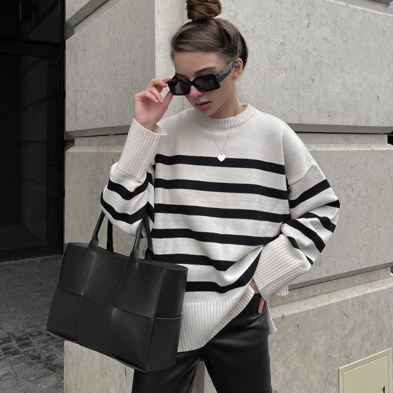 Maceline Striped Loose Fit Sweater
