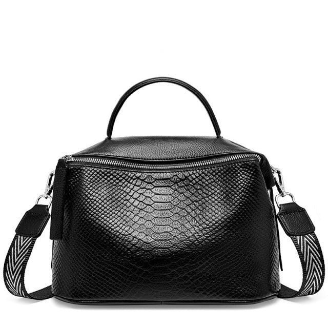 Antessi Crocodile Pattern Genuine Leather Handbag