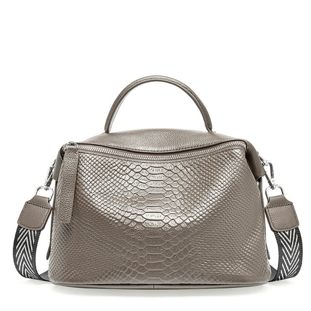 Antessi Crocodile Pattern Genuine Leather Handbag